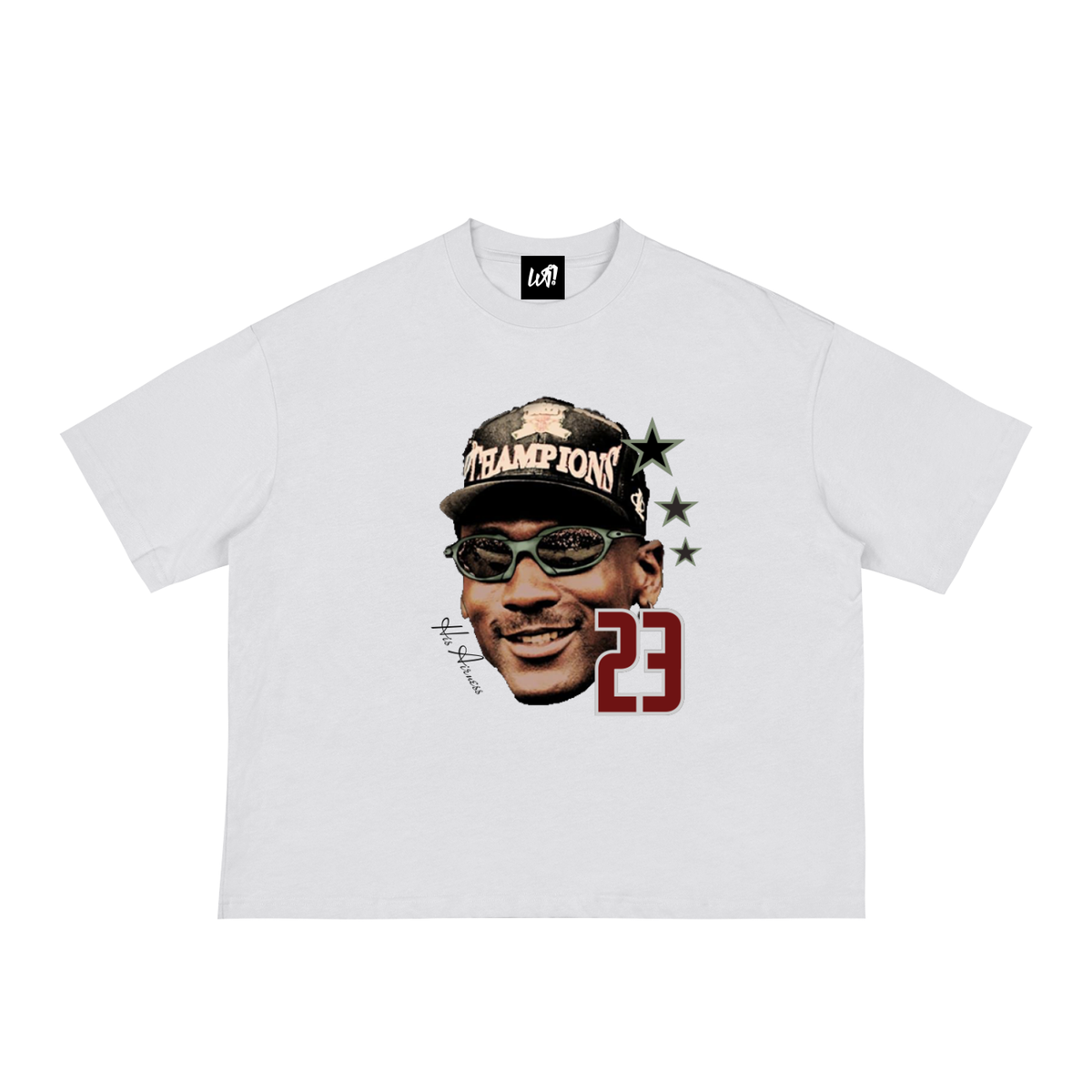 WAIT! Champ white oversized boxy graphic tee, product view