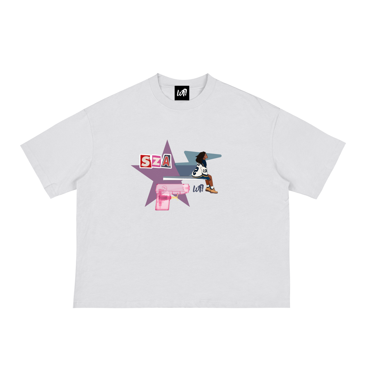 WAIT! Lost white oversized boxy graphic tee, product view