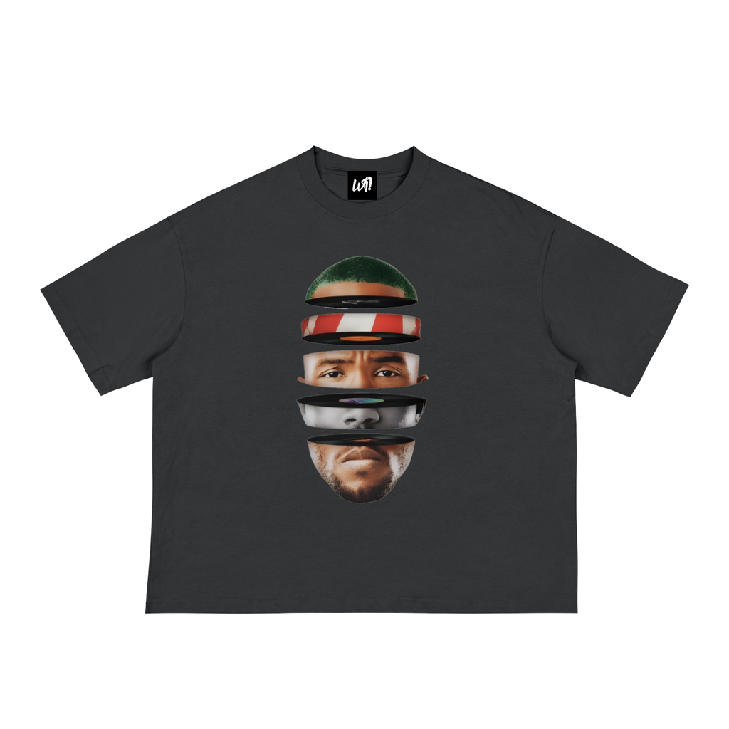 WAIT! Rainbow black oversized boxy graphic tee, product view