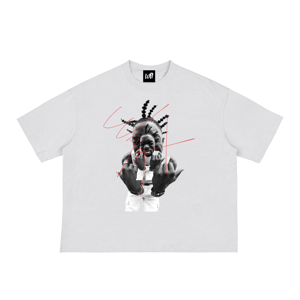 WAIT! Ragebait white oversized boxy graphic tee, product view