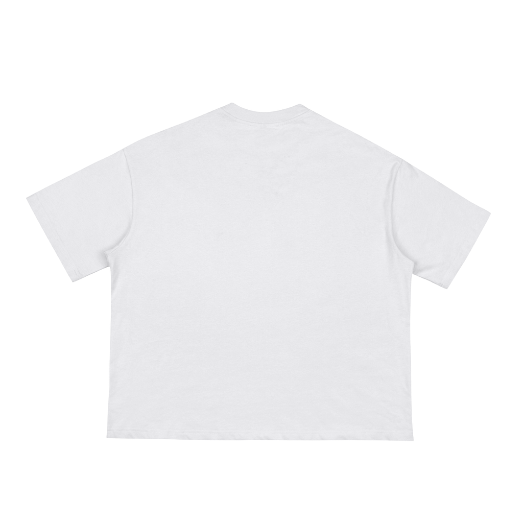 WAIT! Wait Logo white boxy logo tee, product view (2)