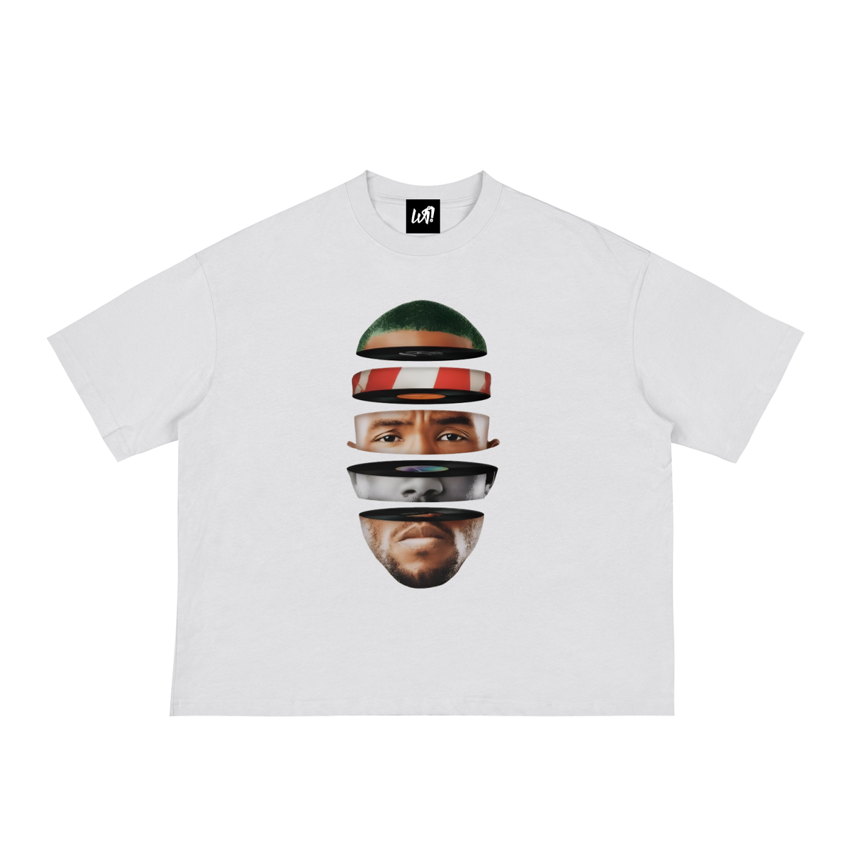 WAIT! Rainbow white oversized boxy graphic tee, product view